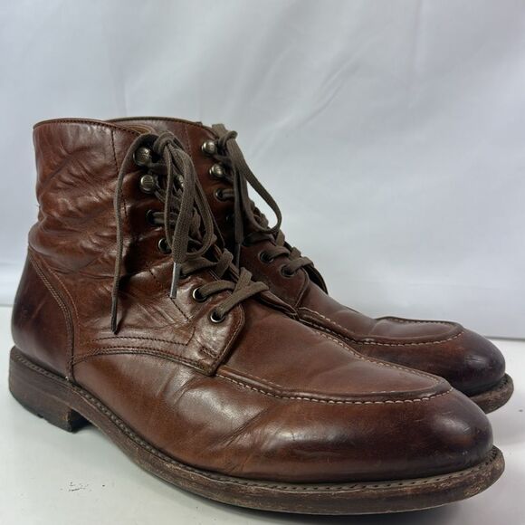 Frye Bowery Moc Grailed Lace Up Brown Leather Men’s Boots - Picture 1 of 15